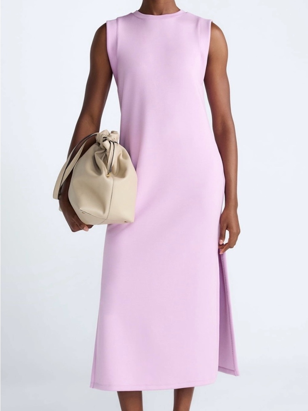 Lilac Sleeveless Midi Dress Side Slit Size Medium